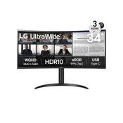 LG UltraWide zakrivljeni monitor, 34, VA, WQHD 3440x1440, 300cd, 100Hz, 5ms, HDMI, DP, Type-C, HAS, nagib,