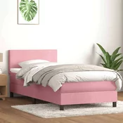 vidaXL vidaXL Box spring postelja z vzmetnico roza 90x220 cm žamet, (21792894)