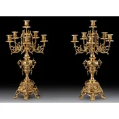 Casa Padrino luxury baroque candle holder set gold A 30 x H. 56 cm - Handmade baroque style bronze candlesticks - Baroque decorative accessories - Baroque interior - Noble & Magnificent