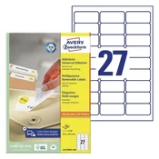 Avery-Zweckform Univerzalne nalepke Avery-Zweckform L4737REV -100, 63,5x29,6 mm, bele, odstranljive, 2700x