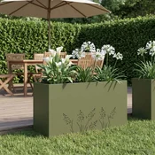 Vidaxl Vrtni lonček Olivno zelena 100 x 20 x 49 cm Mlinjeni jeklo