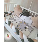 Bubamara037 Set za krevetac sa ogradicom od pletenica, bez lastiša, Krem-Beli