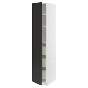 METOD / MAXIMERA Visoki element s fiokama, bela/Nickebo boja antracita, mat, 40x60x200 cm