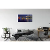 tulup.si Slika na akrilnem steklu Varšava mesto noč reka most 120x60 cm 4 obešalnika