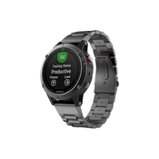 FixPremium - pašček iz nerjavečega jekla za Garmin (QuickFit 22mm), črn