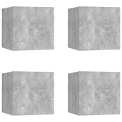 Vidaxl Stenske TV omarice 4 kosi betonsko sive 30,5x30x30 cm