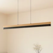 Lucande LED-visoka svetilka Holven, les, CCT, dolžina 113 cm - Dnevna soba/jedilnica - Sodobni - les svetel, črn