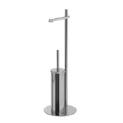 CIRCE toilet paper holder with toilet brush, round, chrome - Chrome - 200x617x200 mm - Gedy - X-ROUND - 120 - Iz nerjavečega jekla - Nosilec toaletnega papirja - Krožni - 200 - 617 - 200 - 14