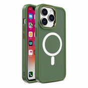slomart Magnetni ovitek z magsafe barvnim mat ovitkom za iphone 15 plus - zelen