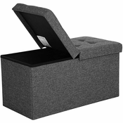 Puf, klop za shranjevanje 76 x 38 x 38 cm temno siva | SONGMICS