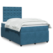 Vidaxl Box spring postelja z vzmetnico temno moder 120x190 cm žamet