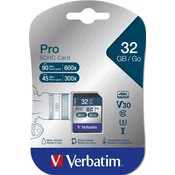 Memorijska kartica, SDHC, 32 GB, CL10/U3, 90/45 MB/s, VERBATIM PRO 47021