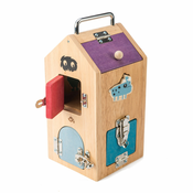 Drvena kucica s motivima cudovišta Monster Lock Box Tender Leaf Toys 8 vrata s 8 raznim zamkama i 2 cudovišta