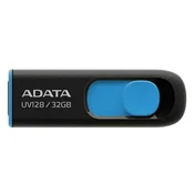 ADATA Flash disk 32 GB UV128, USB 3.1 Dash Drive (R:40/W:25 MB/s) črno/modra