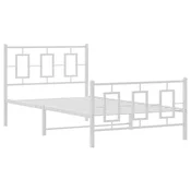 Vidaxl Kovinski posteljni okvir z vzglavjem in vznožjem bel 100x200 cm