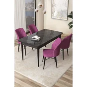 Hanah Home Set Trpezarijski sto i 4 stolice Arp, Ljubicasto-crni