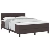Vidaxl Postelja boxspring z vzmetnico Temno rjava 160 x 200 cm blago