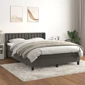Greatstore Box spring posteljni z vzmetnico temno siv 140x190 cm žamet