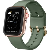 GS Silikonski pašček za Apple Watch 1/2/3/4/5/6/7/8/9/10/11/SE Ultra 1/2/3 42/44/45/46/49 mm, zelen