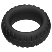 Pulselock Forge - silikonski obroček za penis z vzorcem pnevmatike (črn) - 30 mm