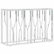 Konzolni stol srebrni 110x30x70 cm nehrdajuci celik i staklo