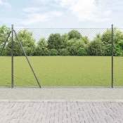 Ograde od lanca s betonskom podlogom 10 x 1,6 m Siva Mreža