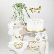 PartyPal Okras za torto za sveto obhajilo zlat 22,5 cm