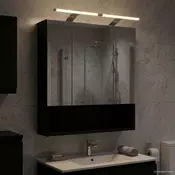 vidaXL Kopalniška ogledalna omara Črna Orehovina 60 x 14.5 x 70 cm