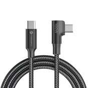 Kabel kutni USB C na USB C Forcell F-Energy QC4.0 PD 5A 100W 2 m - crni
