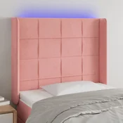 LED uzglavlje ružicasto 93x16x118/128 cm baršunasto