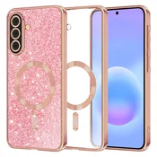 TPU gel ovitek Techsuit Luxury Glitter MagSafe za Samsung Galaxy A57 - rose gold