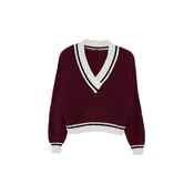 Trendyol Pulover bordo/črna/bela