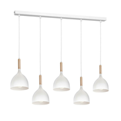 Luster na sajli NOAK 5xE27/15W/230V bela/buk