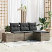 Sjedeća garnitura za vrt 4 kom. Siva poliratan 239 x 62 x 85 cm