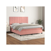 Den Box spring postelja z vzmetnico roza 160x200 cm žamet