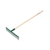 Univerzalne ravne grablje, 18 zuba, glava zakovicama, drvena drška 15G058