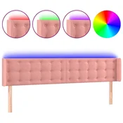 Vidaxl LED posteljno vzglavje roza 183x16x78/88 cm žamet