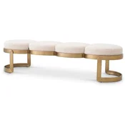 Casa Padrino luxury bench cream/brass 160 x 50 x H. 40 cm - Padded stainless steel bench - Living room furniture - Hotel furniture - Luxury quality