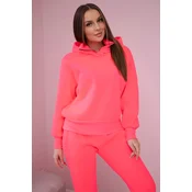 Insulated turtleneck set with hood in pink neon color