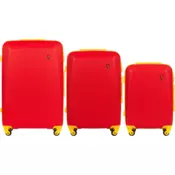 Wings x Jagiellonia set od tri kabinska kofera od ABS materijala veličine S M L crveni