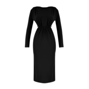 Trendyol črno pleteno podloženo okno / izrezano detajl elegantna večerna obleka