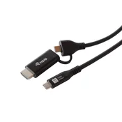 Equip Equip 2-u-1 USB-C na C + HDMI kabel, 3.0m, PD100W, 4K/60Hz, 20Gbps