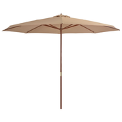 vidaXL Zunanji senčnik z lesenim drogom 350 cm taupe