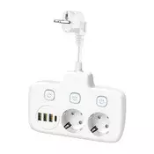 Razdelna uticnica sa prekidacem LINEA 2x 230V + 4x USB A/C SCHUKO bela