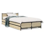 vidaXL vidaXL Posteljni okvir s predali sonoma hrast 75x190 cm inženirski les, (21128774)