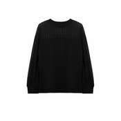 Trendyol Curve Black High Collar Lace Knitted Plus Size Blouse