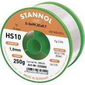 Stannol Stannol HS10 2510 spajkalna žica\, neosvinčena tuljava Sn99\,3Cu0\,7 ROM1 250 g 1 mm, (20428494)