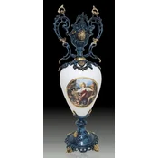 Casa Padrino luxury baroque vase blue/white/multicolored/gold 21 x H. 62 cm - Handmade baroque style flower vase - Baroque decorative accessories - Noble & Magnificent