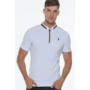 T8571 DEWBERRY ZIPPER MENS T-SHIRT-WHITE OPTICAL
