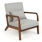 COSTWAY Fotelj z ledveno blazino v vintage slogu, (5000007597)